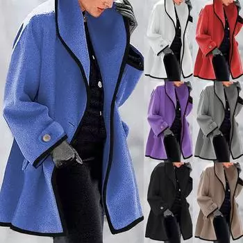 Женская толстая шерстяная ткань, однотонная куртка с капюшоном, ветровка, кардиган L чёрный