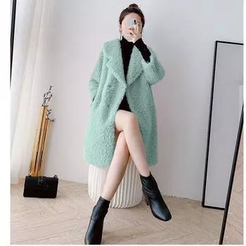 Женская толстая теплая шуба средней длины, модная одежда для зимы S синий