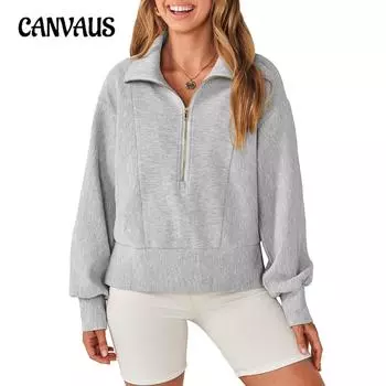 Женская толстовка больших размеров, осенняя повседневная верхняя часть с застежкой-молнией, пуловер с длинным рукавом S чёрный