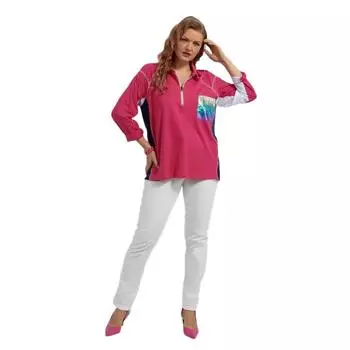 Женская толстовка большого размера Fierte Lm17060 с воротником-поло и длинными рукавами