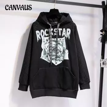 Женская толстовка большого размера из флиса и толстого материала с длинными рукавами в винтажном стиле XL серый