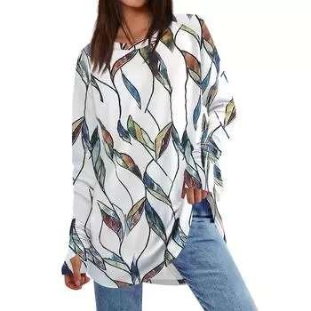 Женская толстовка большого размера с графическим принтом, длинный рукав, спущенное плечо, круглая рубашка, топы, винтажная одежда XXXL зелёный