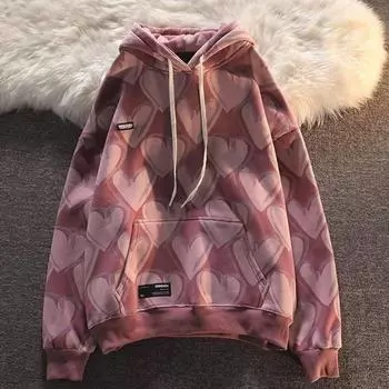 Женская толстовка из флиса, повседневный топ с капюшоном, свободный пуловер большого размера L розовый