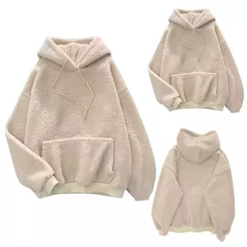 Женская толстовка из овчины и бархата, утолщенная, свободная, пуловер, толстовка XXL хаки