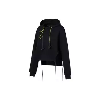 Женская толстовка Li Ning с капюшоном, длинными рукавами, завязками и узором на спине, цвет черный AWDS948-2 S