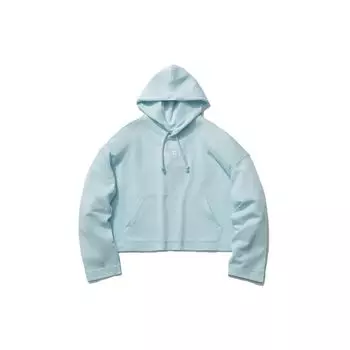 Женская толстовка Li Ning Sports Fashion Series с вышитыми буквами и коротким капюшоном, светло-голубая AWDR374-3 XL