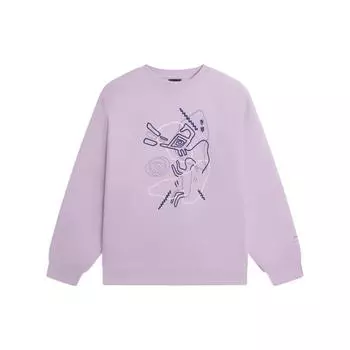Женская толстовка Li Ning Sports Lifestyle Series Chang Le Wei Yang с круглым вырезом и длинными рукавами, цвет лотоса-розовый-фиолетовый AWDSB68-3 XL