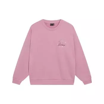 Женская толстовка Li Ning Sports Trend Series с круглым вырезом и длинными рукавами, с логотипом и буквенным принтом, светло-розовая AWDT020-6 XL