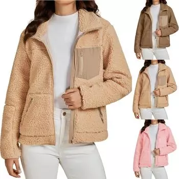 Женская толстовка на молнии с длинным рукавом, толстовки с капюшоном и карманами, куртка, пальто для женщин M бежевый