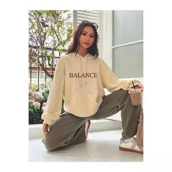 Женская толстовка оверсайз с капюшоном и принтом Balance