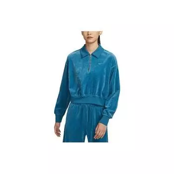 Женская толстовка-поло Nike Sportswear Solid Color с коротким рукавом, синяя DQ5939-457 M