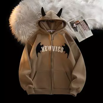 Женская толстовка, повседневная куртка-кардиган, свободный флисовый толстый термотоп с капюшоном M кофейный