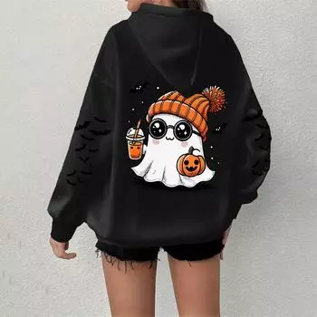 Женская толстовка, повседневная, с длинным рукавом, топ Atmosphere, свободная, популярная, с круглым вырезом, пуловер, толстовка, топ XXXL чёрный