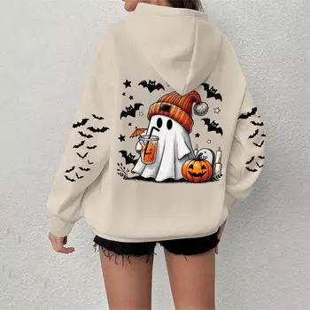 Женская толстовка, повседневная, с длинным рукавом, топ Atmosphere, свободная, популярная, с круглым вырезом, пуловер, толстовка, топ L бежевый