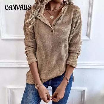 Женская толстовка, повседневная, с длинным рукавом, V-образным вырезом, на пуговицах, топ S светло-серый