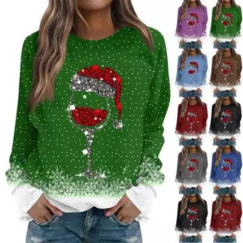 Женская толстовка повседневная с круглым вырезом и длинными рукавами свободный удобный топ L синий