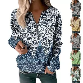 Женская толстовка, пуловер, базовая четверть, молния, желтый, красный, синий, галстук, уличный топ с v-образным вырезом и длинными рукавами, повседневный осенний пуловер XL зелёный