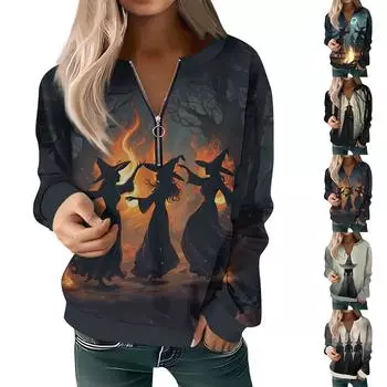 Женская толстовка, пуловер, базовый пуловер на молнии, V-образный вырез, длинный рукав, повседневный пуловер на все сезоны S