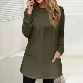 Женская толстовка, пуловер, спортивная одежда, карман, принт, повседневный топ с круглым вырезом и длинными рукавами M