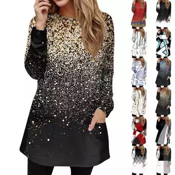 Женская толстовка, пуловер, спортивная одежда, карман, принт, повседневный топ с круглым вырезом и длинными рукавами L красный