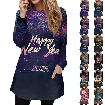 Женская толстовка, пуловер, спортивная одежда, карман, принт, повседневный топ с круглым вырезом и длинными рукавами S синий