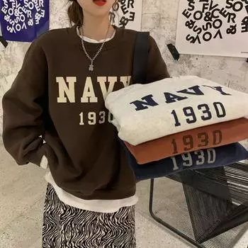 Женская толстовка с буквенным принтом, свободная повседневная, универсальная L