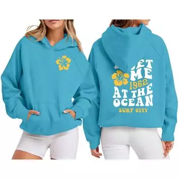 Женская толстовка с цветными блоками, повседневная удобная свободная легкая женская толстовка с длинным рукавом и круглым вырезом M синий