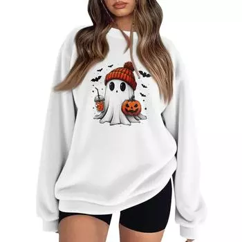 Женская толстовка с цветными блоками, повседневная удобная свободная легкая женская толстовка с длинным рукавом и круглым вырезом L белый