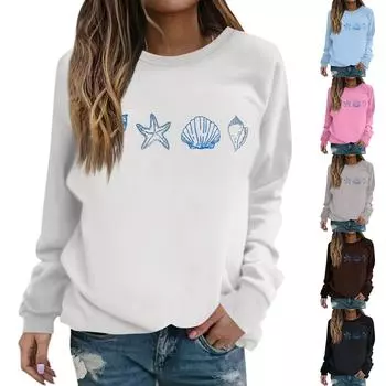 Женская толстовка с цветными блоками, повседневная удобная свободная легкая женская толстовка с длинным рукавом и круглым вырезом L чёрный