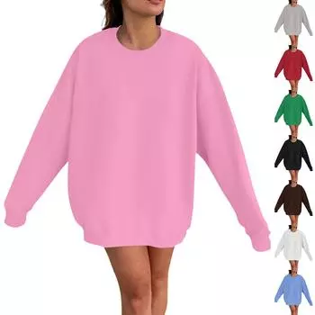 Женская толстовка с цветными блоками, повседневная удобная свободная легкая женская толстовка с длинным рукавом и круглым вырезом XL белый