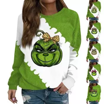 Женская толстовка с цветными блоками, повседневная удобная свободная легкая женская толстовка с длинным рукавом и круглым вырезом S