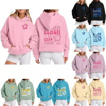 Женская толстовка с цветными блоками, повседневная удобная свободная легкая женская толстовка с длинным рукавом и круглым вырезом S