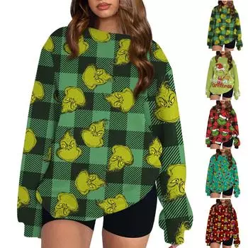 Женская толстовка с цветными блоками, повседневная удобная свободная легкая женская толстовка с длинным рукавом и круглым вырезом XL