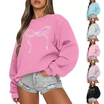 Женская толстовка с цветными блоками, повседневная удобная свободная легкая женская толстовка с длинным рукавом и круглым вырезом M