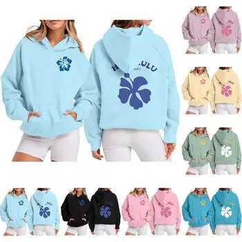 Женская толстовка с цветными блоками, повседневная удобная свободная легкая женская толстовка с длинным рукавом и круглым вырезом L синий