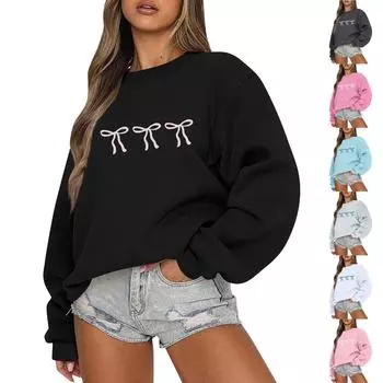 Женская толстовка с цветными блоками, повседневная удобная свободная легкая женская толстовка с длинным рукавом и круглым вырезом L чёрный