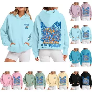 Женская толстовка с цветными блоками, повседневная удобная свободная легкая женская толстовка с длинным рукавом и круглым вырезом XXL