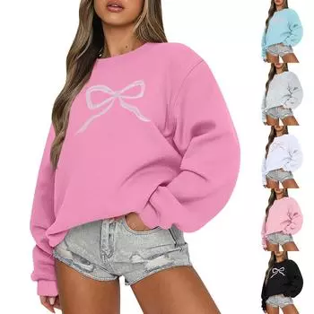 Женская толстовка с цветными блоками, повседневная удобная свободная легкая женская толстовка с длинным рукавом и круглым вырезом L белый