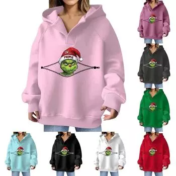 Женская толстовка с длинным рукавом и круглым вырезом, повседневная, с капюшоном и карманом XL красный