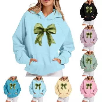 Женская толстовка с длинным рукавом и круглым вырезом, повседневная, с капюшоном и карманом L чёрный