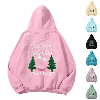 Женская толстовка с длинным рукавом и круглым вырезом, повседневная, с капюшоном и карманом XXL чёрный