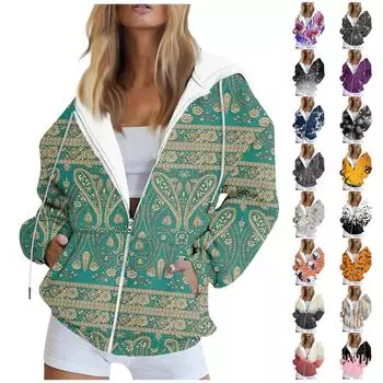 Женская толстовка с длинным рукавом и принтом, куртка с карманом и длинными рукавами, пальто с капюшоном на молнии, осень L