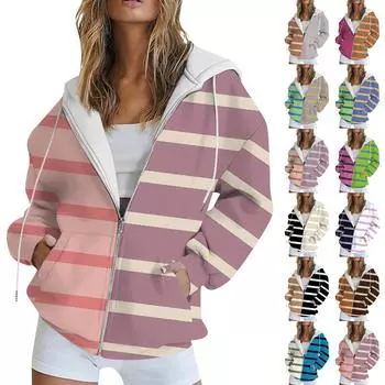 Женская толстовка с длинным рукавом и принтом, куртка с длинными рукавами и карманами, на молнии, пальто с капюшоном XXL