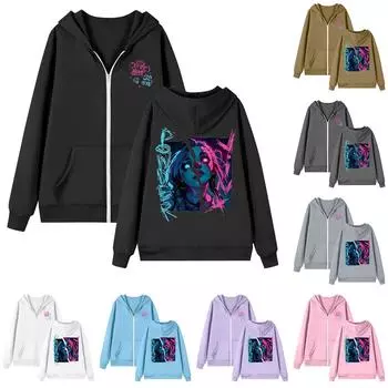 Женская толстовка с длинным рукавом на молнии, повседневная, удобная, свободная, легкая, женская толстовка L чёрный