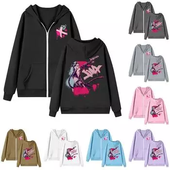 Женская толстовка с длинным рукавом на молнии, повседневная, удобная, свободная, легкая, женская толстовка L чёрный