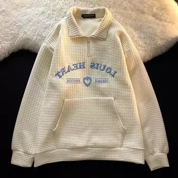 Женская толстовка с длинным рукавом на весну и осень, модный повседневный пуловер с вышивкой и буквами, толстовка с капюшоном для женщин S бежевый