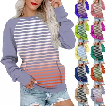 Женская толстовка с длинным рукавом, повседневная, с круглым вырезом, симпатичная, с принтом, легкая толстовка с карманом L зелёный