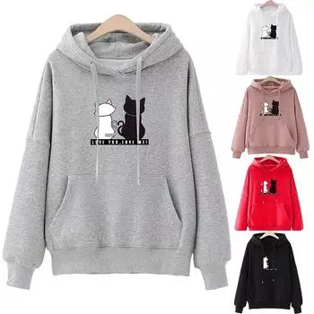 Женская толстовка с длинным рукавом, пуловер с принтом, толстовка, блузка, топы XXL чёрный