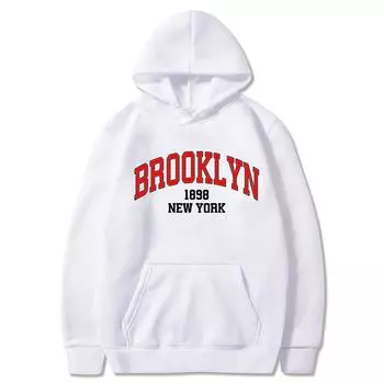Женская толстовка с длинными рукавами Boston Brooklyn Letter Print Hoodie Женская модная куртка Oversize New York Hoodies Sweatshirt Женская S