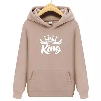 Женская толстовка с длинными рукавами и принтом «Король», креативная одежда с круглым вырезом, модная толстовка большого размера, толстовка